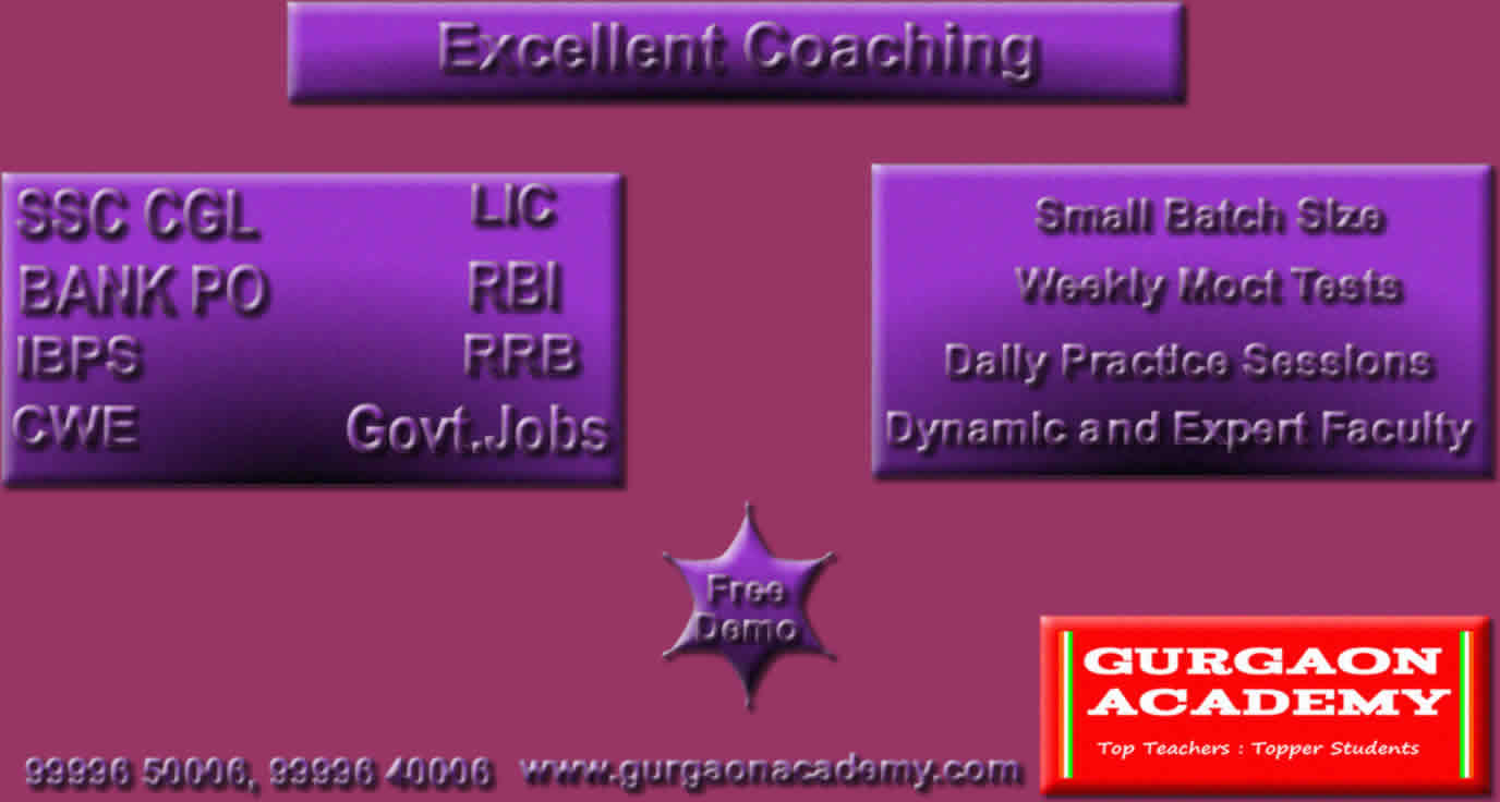 Gurgaon Academy coaching centre for SSC BANK PO GOVT JOBS EXAMS Delhi Gurgaon