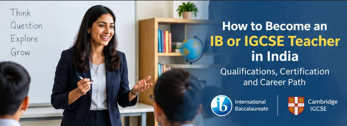 Teacher supporting students in an international IB learning environment