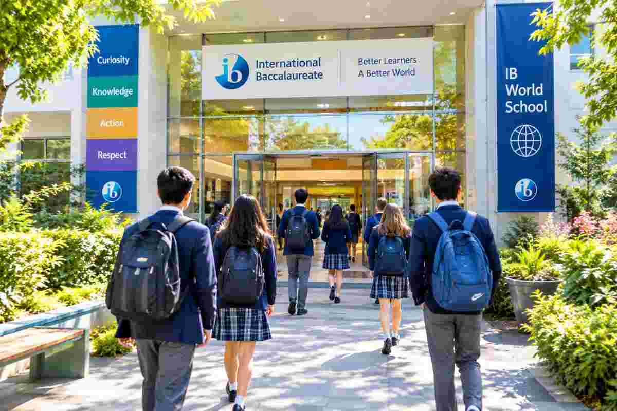 Students studying in an International Baccalaureate school environment